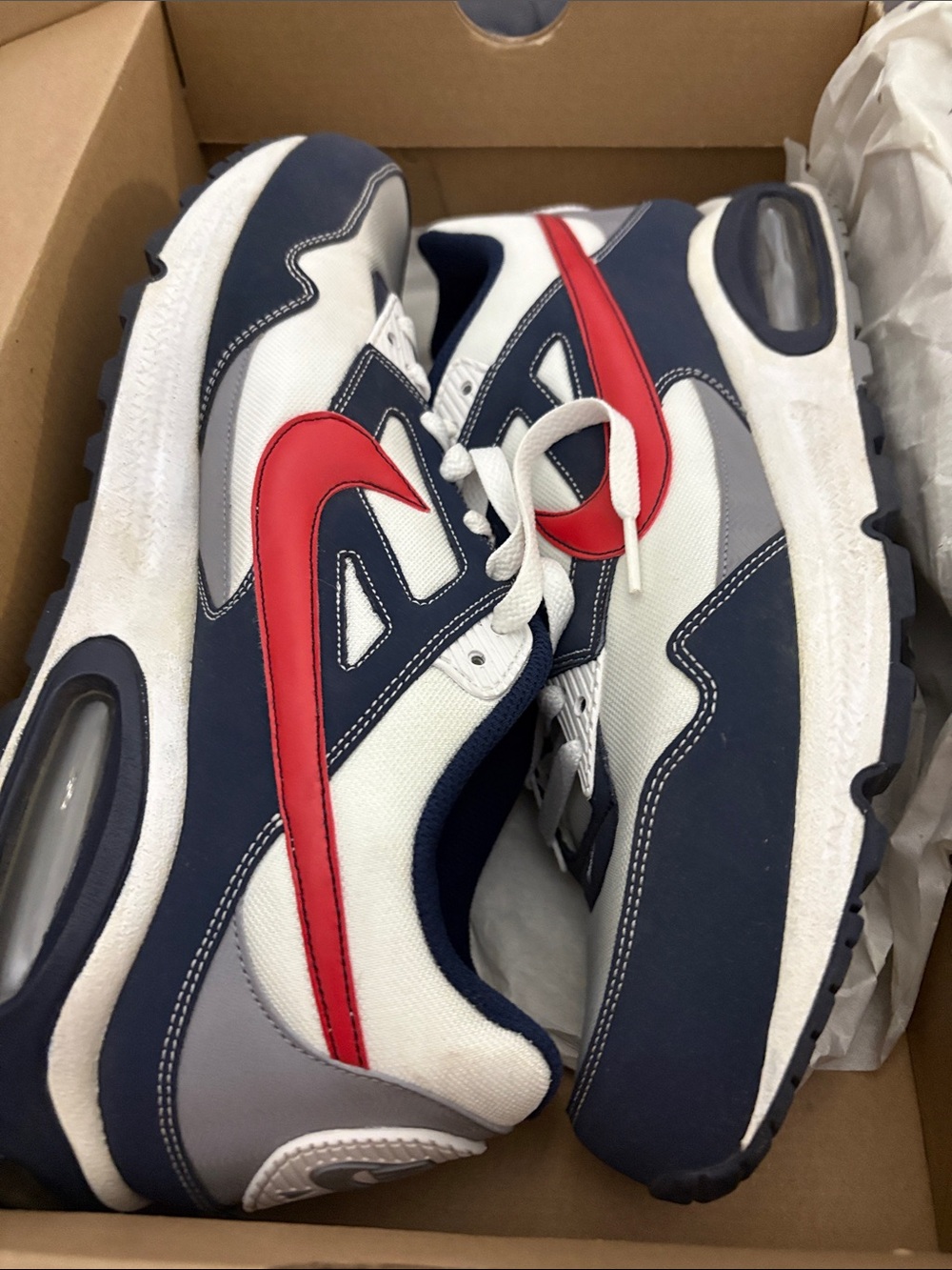 Men's Nike Airmax Skyline Navy White Red Athletic Sneakers